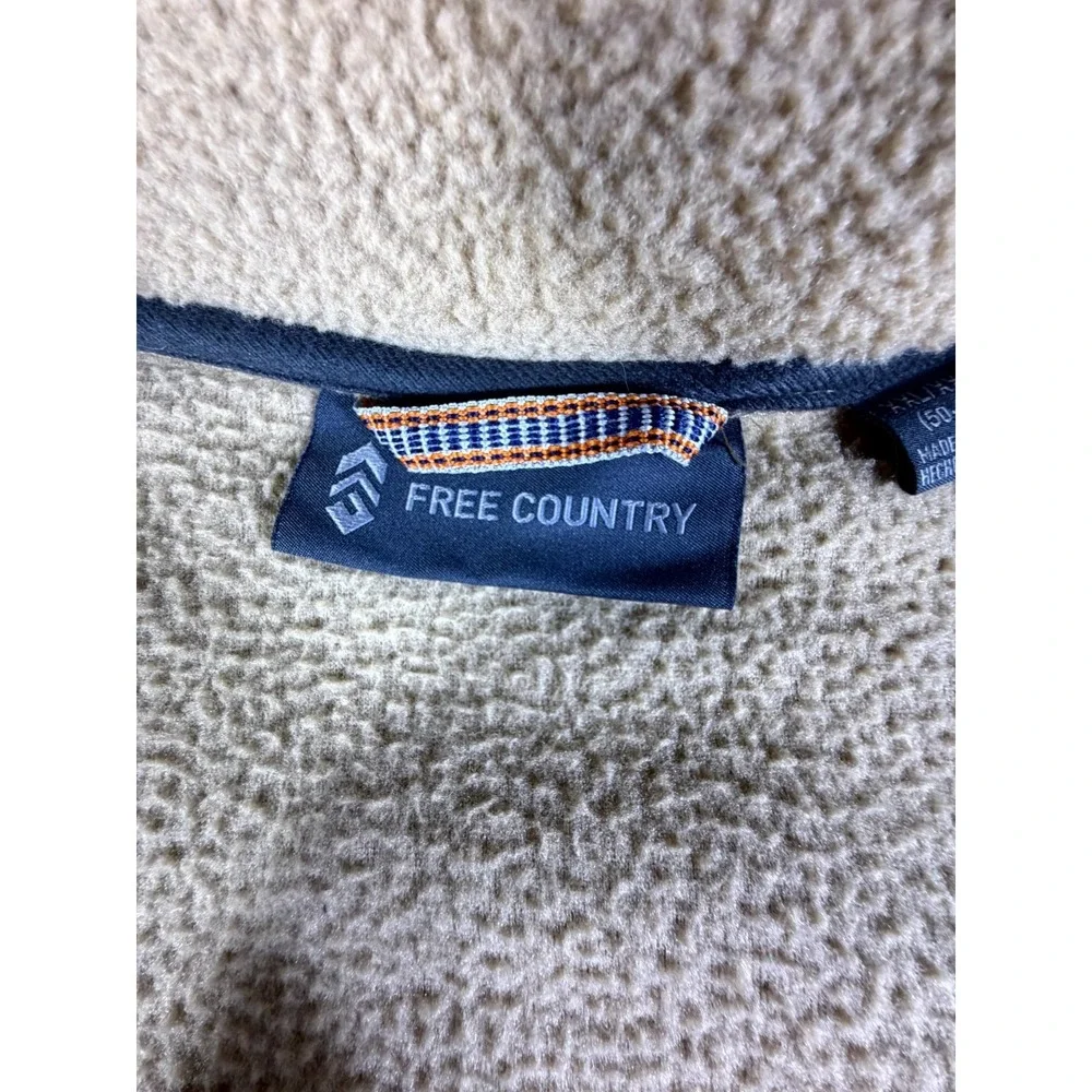Free Country Fleece Jacket Mens 2XL 50-52 Camel Long Sleeve Full Zip Winter